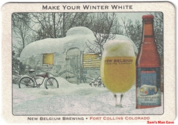 New Belgium Winter White Beer Coaster Postcard