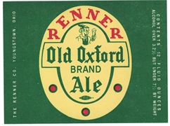Renner Old Oxford Brand Ale Label