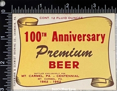 100th Anniversary Premium Beer Label