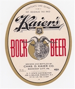 Kaier's Bock Beer IRTP Beer Label