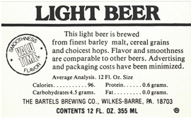 Valu Time Light Beer Label