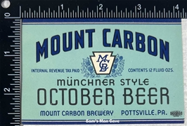 Mount Carbon Munchner Style October IRTP Beer Label