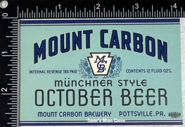 Mount Carbon Munchner Style October IRTP Beer Label