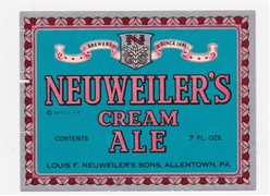 Neuweiler's Cream Ale Beer Label