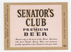 Senator's Club Beer Label