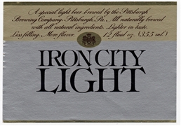 Iron City Light Beer Label