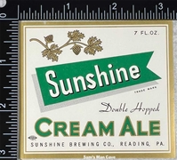 Sunshine Cream Ale Beer Label