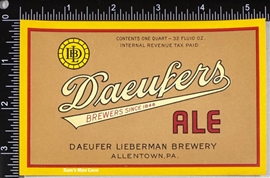 Daeufers Ale IRTP Beer Label