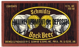 Schmidt's Bock Maine Vermont Deposit Beer Label