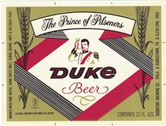 Duke The Prince of Pilseners Beer Label