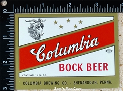 Columbia Bock Beer Label