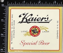 Kaier's Special Beer Label