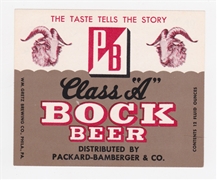 Class A Bock Beer Label