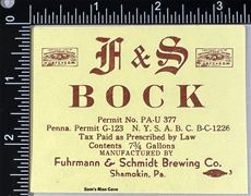 F&S 1/4 Keg Bock IRTP Label