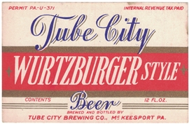 Tube City Wurtzburger Style Beer IRTP Label
