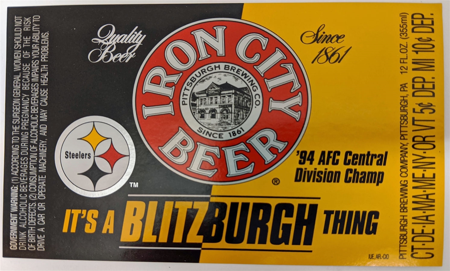 IRON CITY Pittsburgh Brewing Old German 6 STICKER decal craft beer brewery 