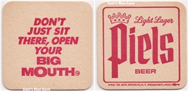 Piels Light Lager Open Big Mouth Beer Coaster