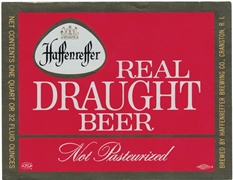Haffenreffer Real Draught Beer Quart Label