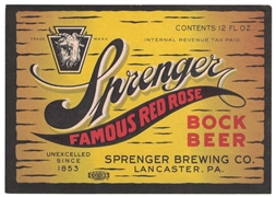 Sprenger Bock Beer IRTP Label