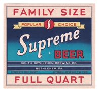 Supreme Beer Full Quart IRTP Label