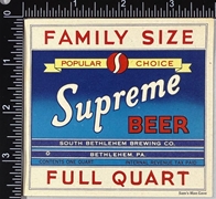 Supreme Beer Full Quart IRTP Label