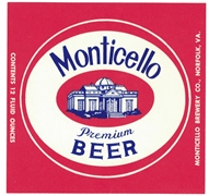 Monticello Premium Beer Label 