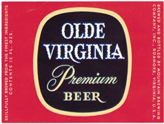 Olde Virginia Premium Beer Label