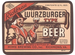 Richbrau Wurzburger Type Dark Beer IRTP Label