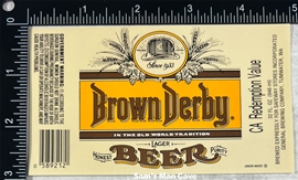 Brown Derby Beer Label