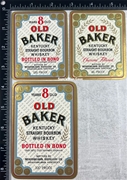 Old Baker 8 yr old Straight Bourbon Whiskey Label Set