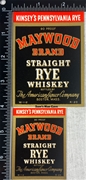 Maywood Brand Straight Rye Whiskey Label Set