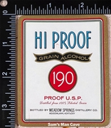 Hi Proof Grain Alcohol Label