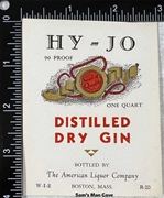 Hy - Jo Distilled Dry Gin Label