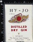 Hy - Jo Distilled Dry Gin Label