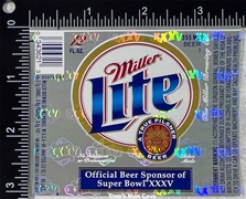 Miller Lite Super Bowl XXXV Beer Label