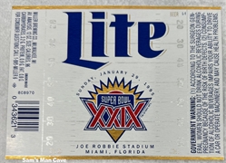 Miller Lite Super Bowl XXIX Beer Label