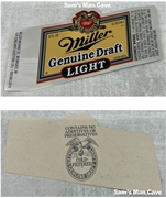 Miller Genuine Draft Light Beer Label