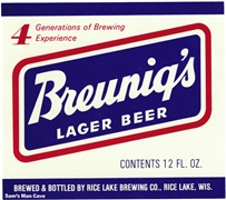 Breunig's Lager Beer Label