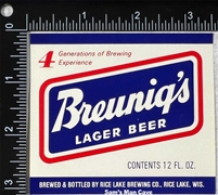 Breunig's Lager Beer Label