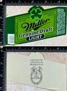 Miller Genuine Draft Light Shamrock Beer Label