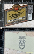 Miller Genuine Draft Light Beer Label