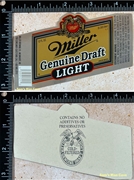Miller Genuine Draft Light Beer Label