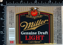 Miller Genuine Draft Light Pinstripe Label