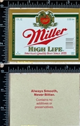 Miller High Life Beer Label