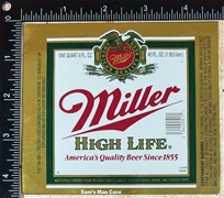 Miller High Life Beer Label