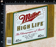 Miller High Life Beer Label