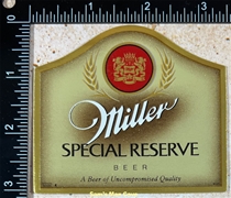Miller Special Reserve Beer Label