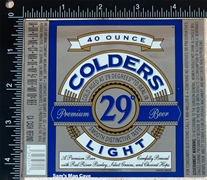 Colders 29° Light Beer Label