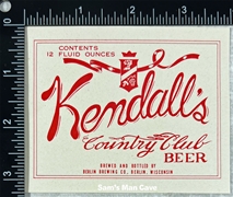 Kendall's Country Club Beer Label