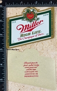 Miller High Life Beer Label